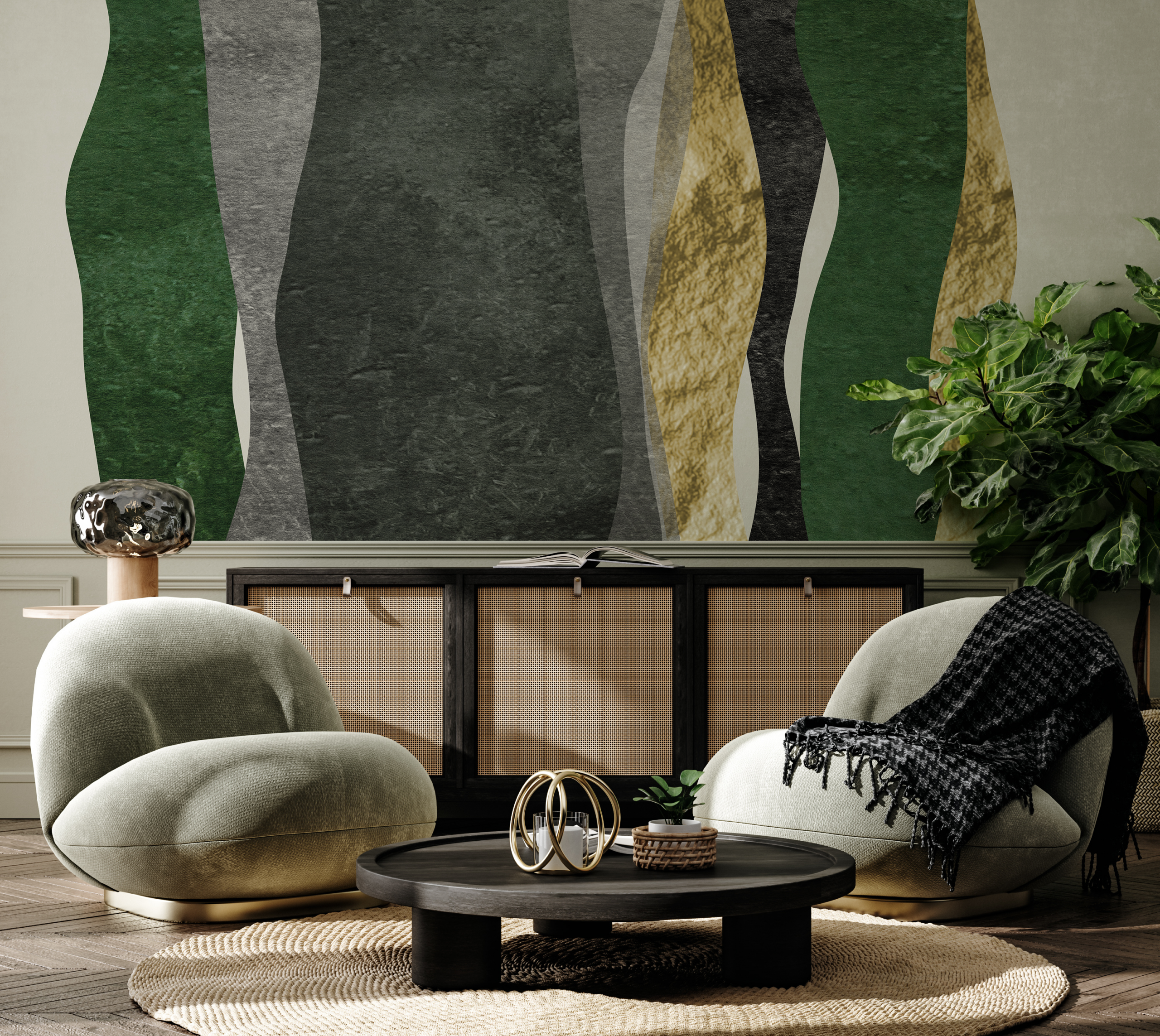 Fotobehang Groen Modern