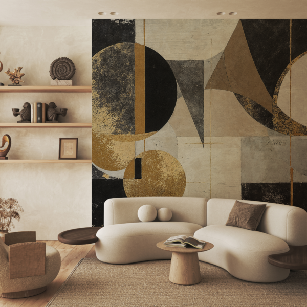 Fotobehang Geometrische abstractie in aardse tinten