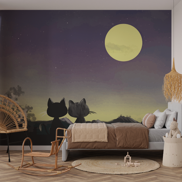 Fotobehang Katten onder de maan