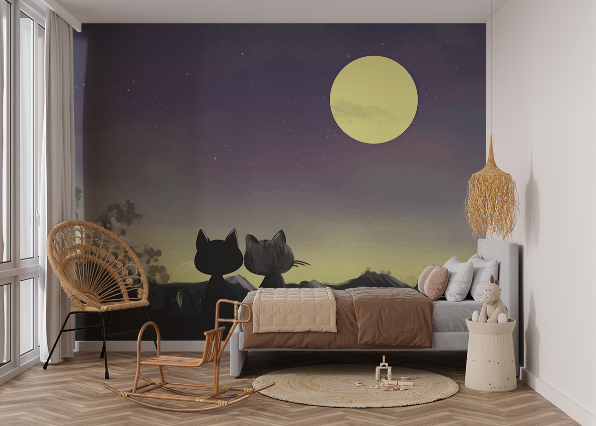 Fotobehang Katten onder de maan