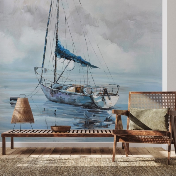Fotobehang Drijvende boot