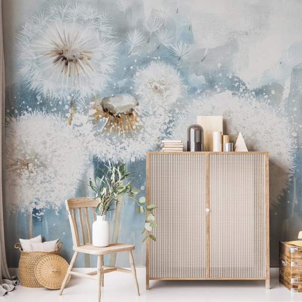 Fotobehang Paardenbloemen in de ochtend