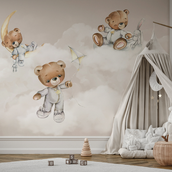 Fotobehang Teddyberen in pyjama’s