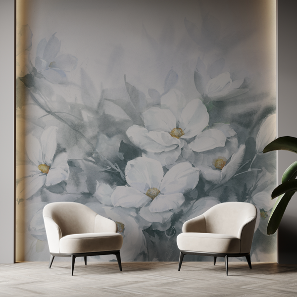 Fotobehang Ochtendmistbloemen