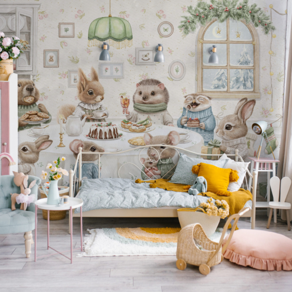 Fotobehang Kleine vriendjes aan tafel