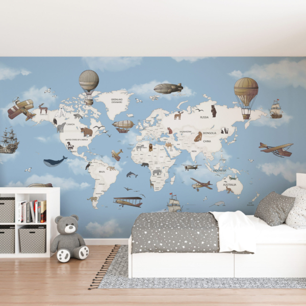 Fotobehang Wereldkaart voor kinderen