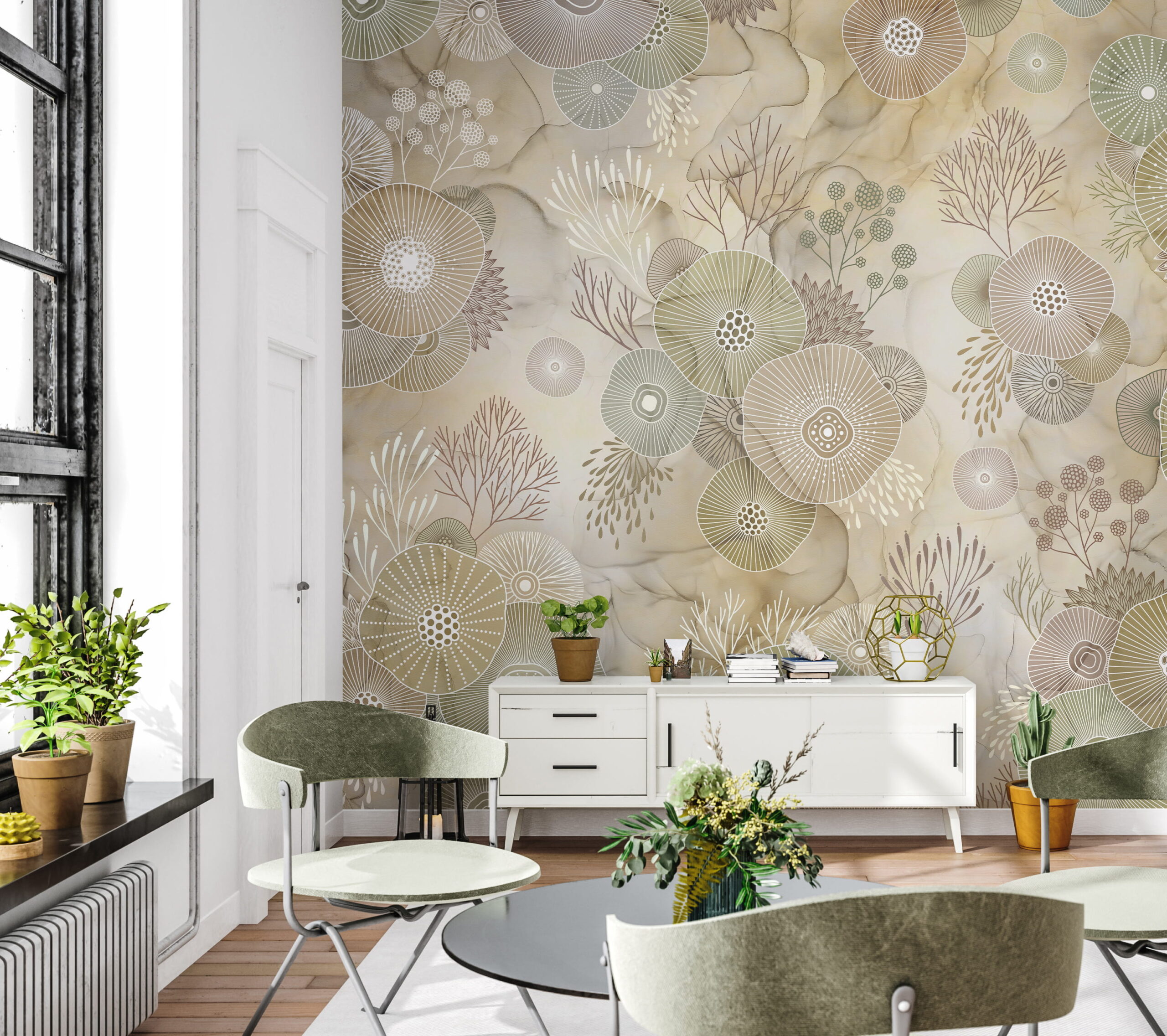 Fotobehang Botanische ornamenten