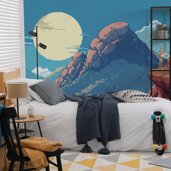 Fotobehang Pixel Mountain Landschap