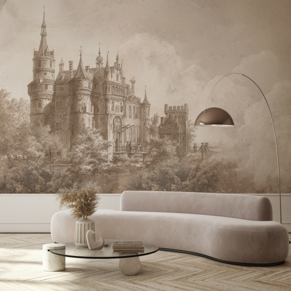 Fotobehang Klein Sepia Kasteel