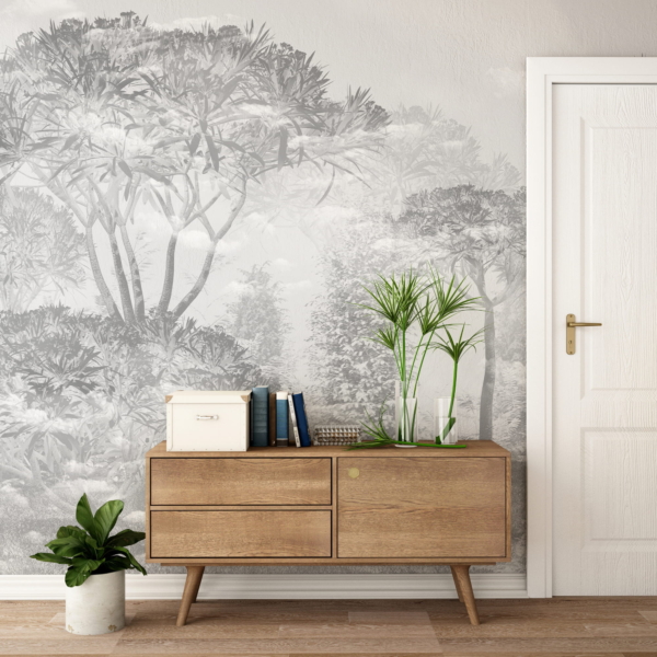 Fotobehang Mistige tuin van stilte