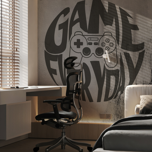 Fotobehang Gamingmat op een betonnen muur