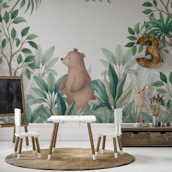 Fotobehang Berenwelp tussen het groen