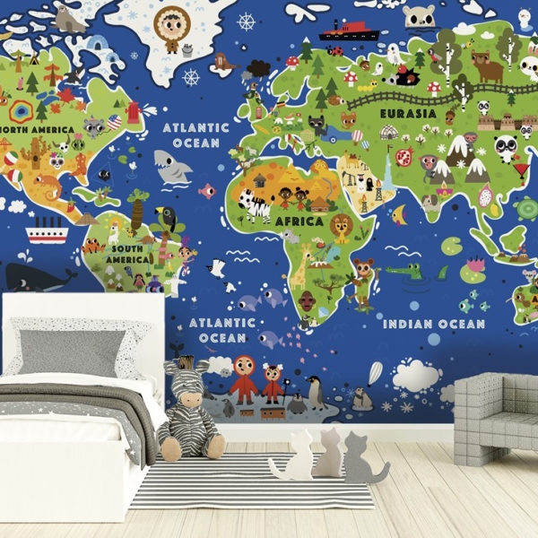 Fotobehang Wereldkaart voor kinderen