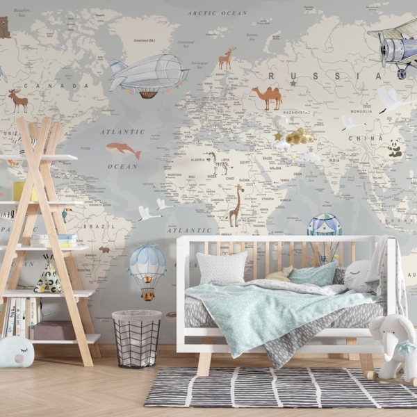Fotobehang Wereldkaart van Light Shades
