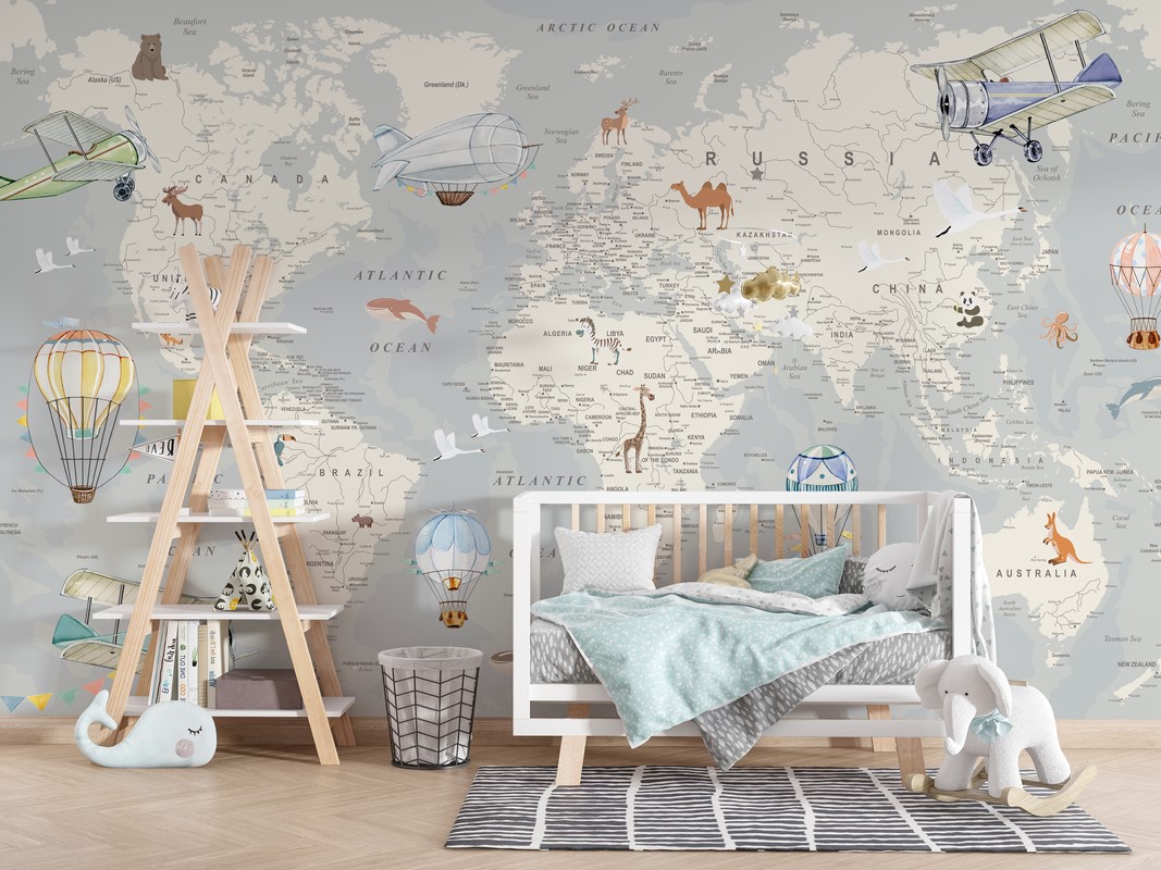 Fotobehang Wereldkaart van Light Shades