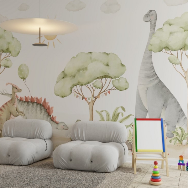 Fotobehang Schattige dinosaurussen