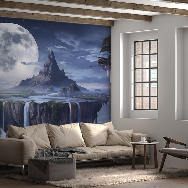 Fotobehang Maan boven het bergland