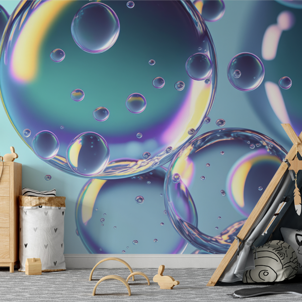 Fotobehang Iriserende bubbels in metallic tinten