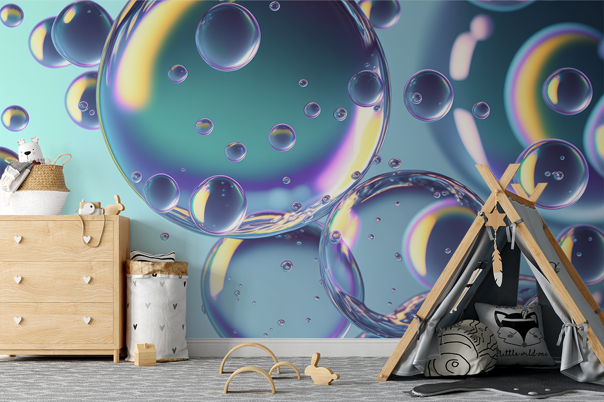Fotobehang Iriserende bubbels in metallic tinten