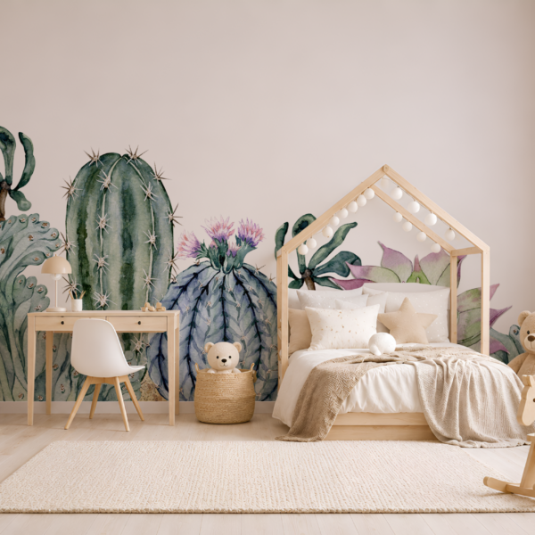 Fotobehang Aquarel cactussen