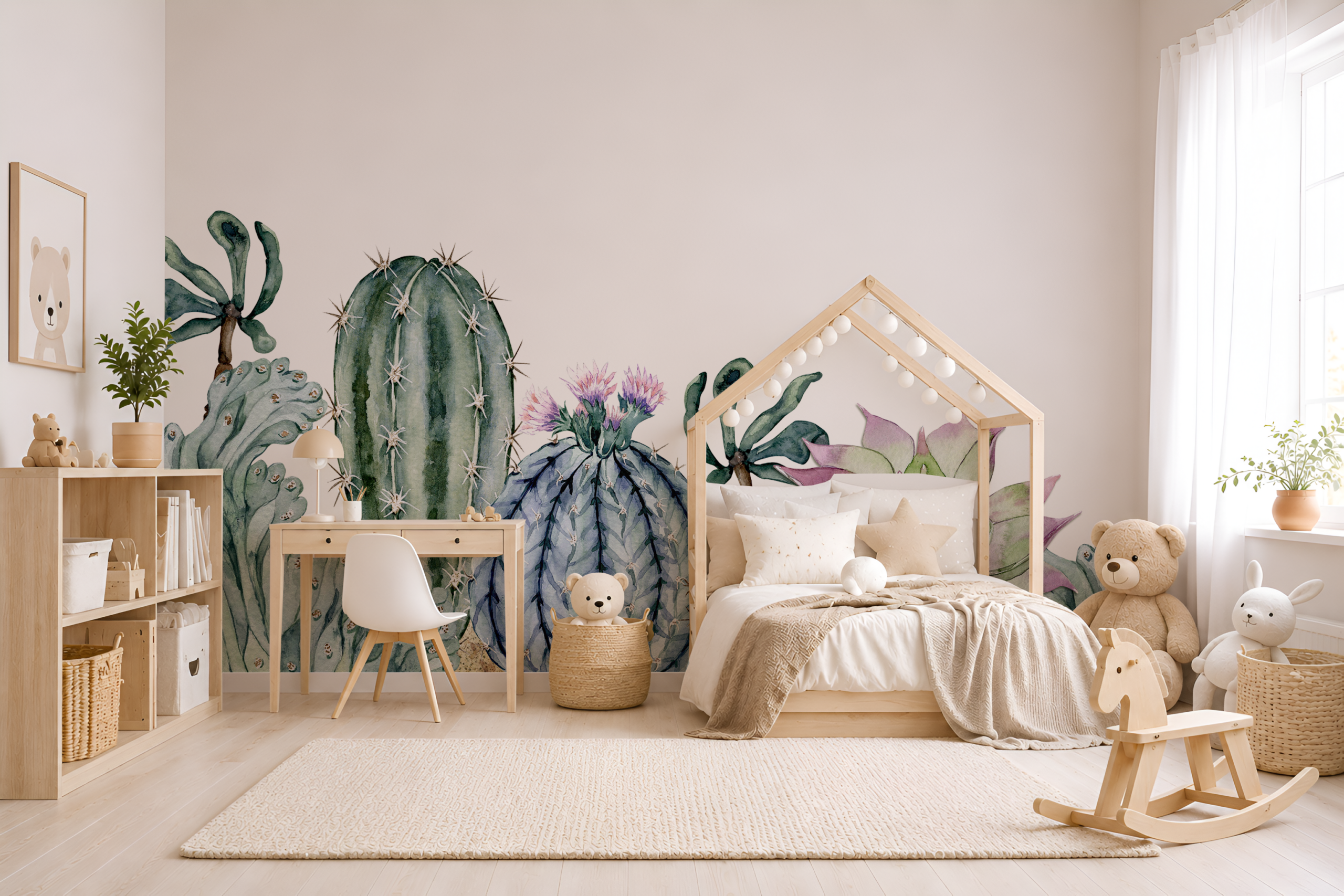 Fotobehang Aquarel cactussen