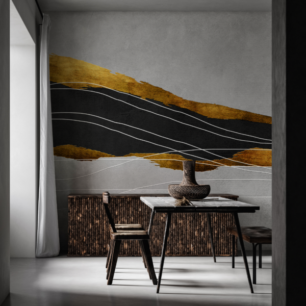 Fotobehang Abstracte gouden golf