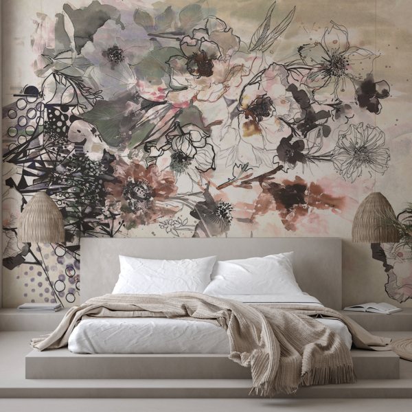 Fotobehang Boeket wilde bloemen (abstract)