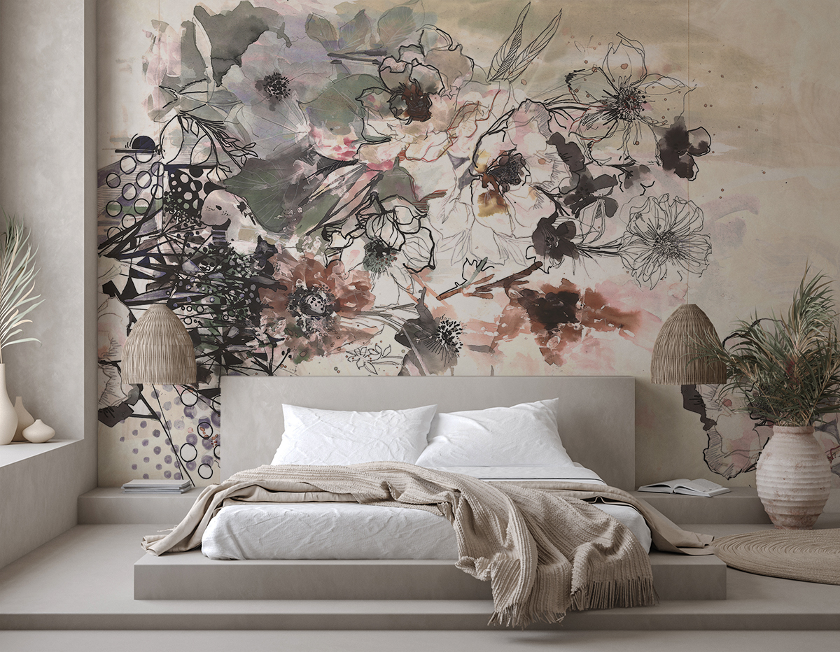 Fotobehang Boeket wilde bloemen (abstract)