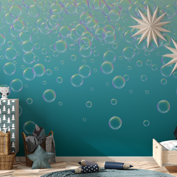 Fotobehang Blauwe bubbels