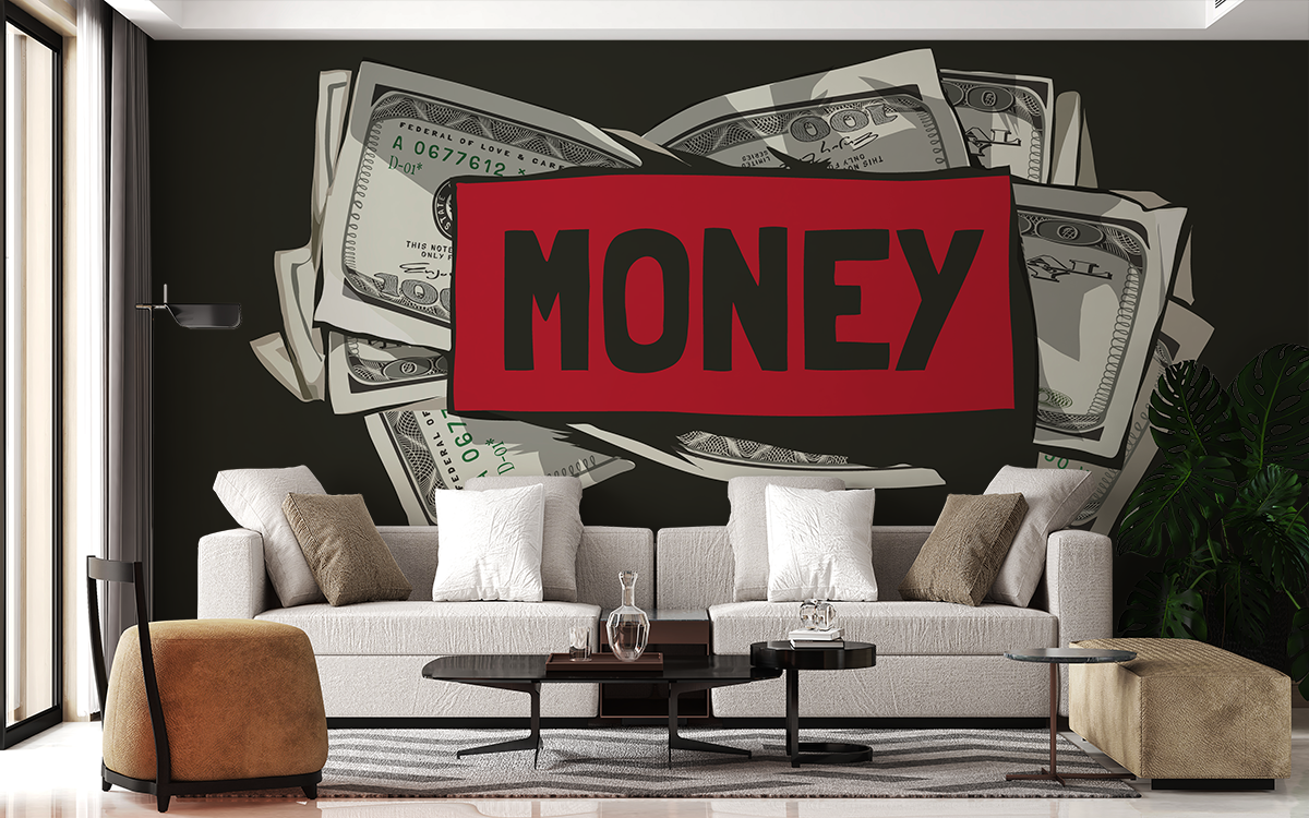 Fotobehang Geld staat voorop.