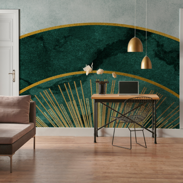 Fotobehang Gouden ritme met malachiet