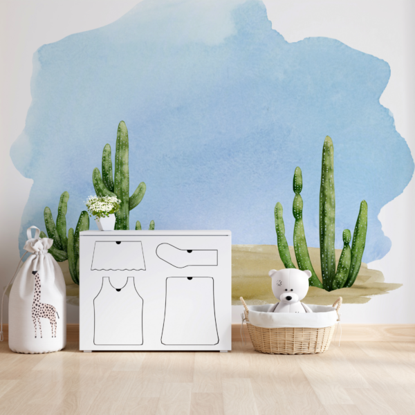 Fotobehang Cactussen onder de blauwe hemel