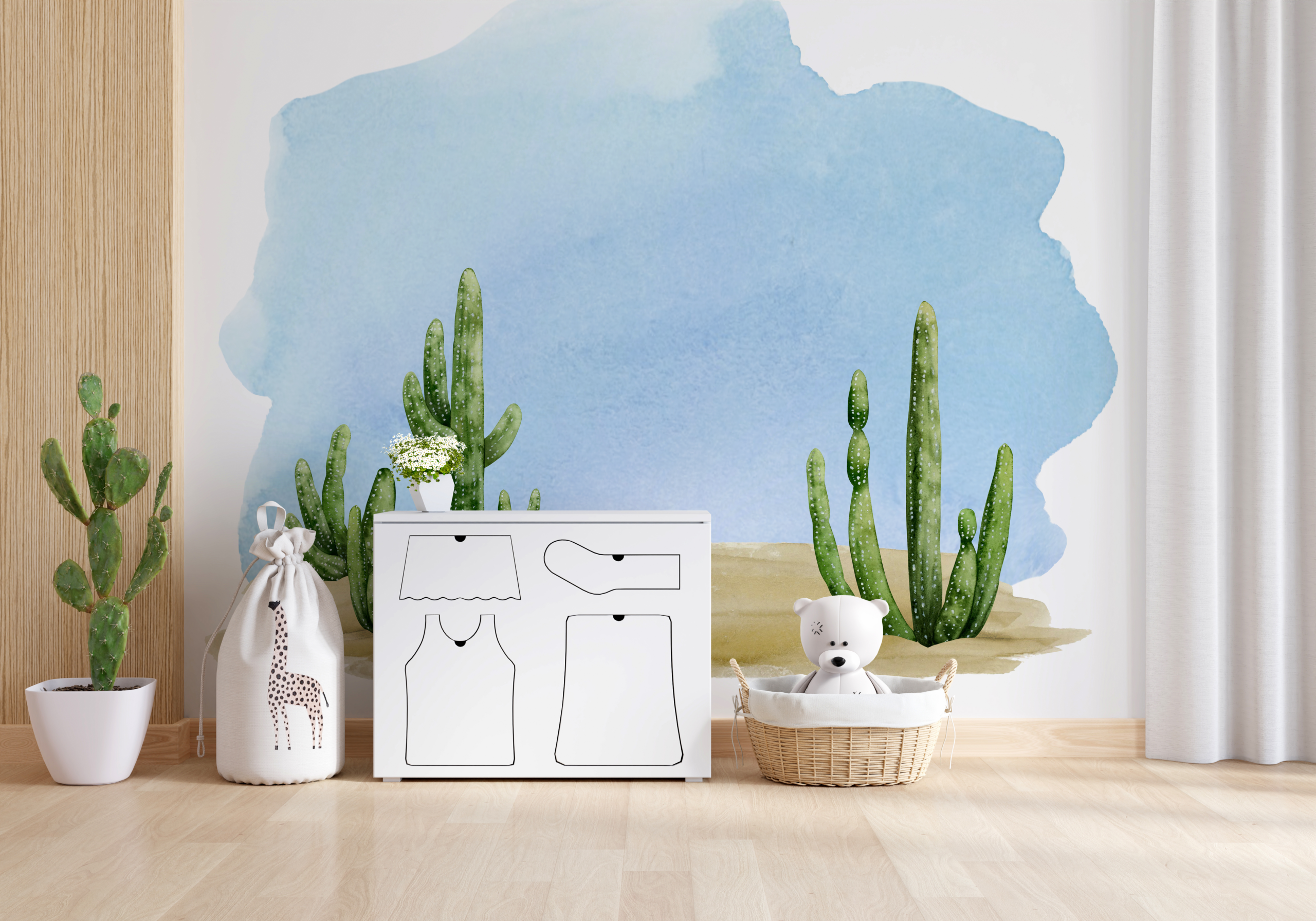 Fotobehang Cactussen onder de blauwe hemel