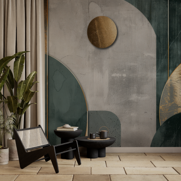 Fotobehang Smaragd en beton