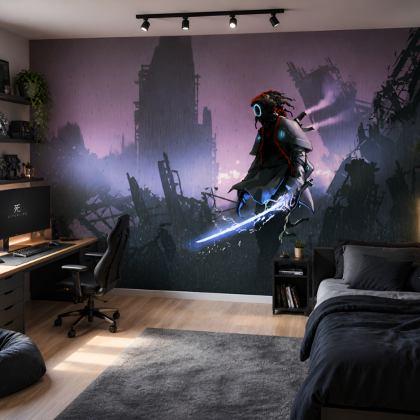 Fotobehang Cyberkrijger in de ruïnes
