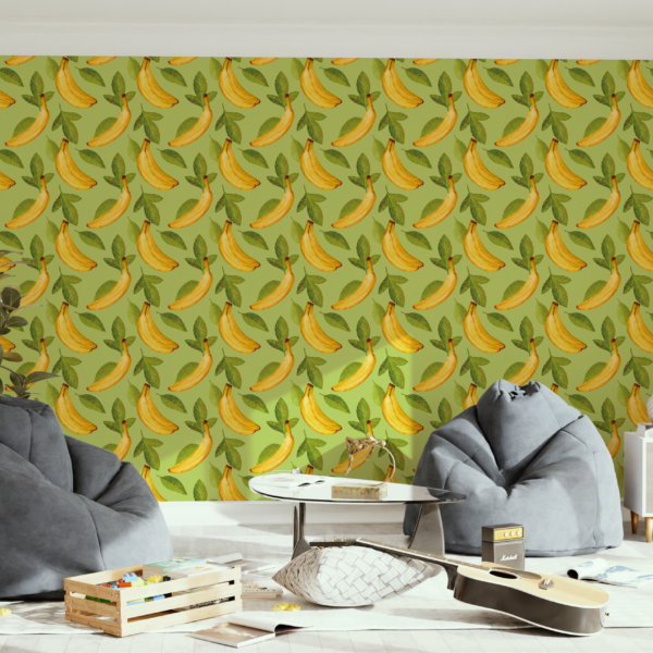 Fotobehang Bananen op een groene achtergrond