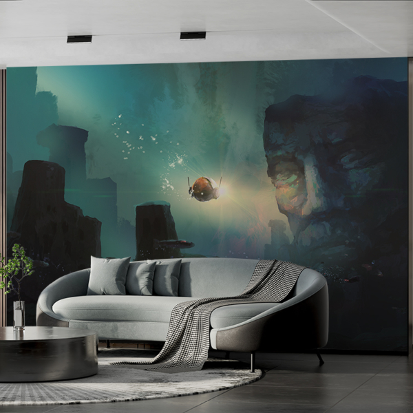 Fotobehang Bathyscaphe in de onderwatercanyon