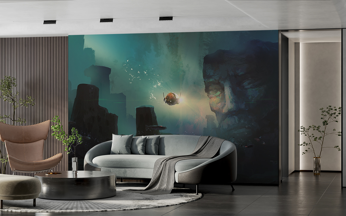 Fotobehang Bathyscaphe in de onderwatercanyon