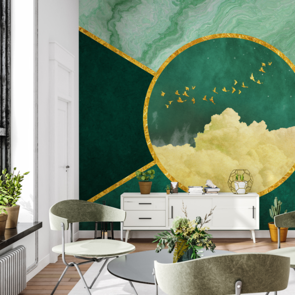 Fotobehang Droom van groen en goud
