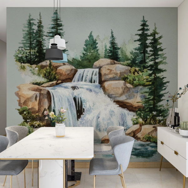 Fotobehang Watervallen in aquarel