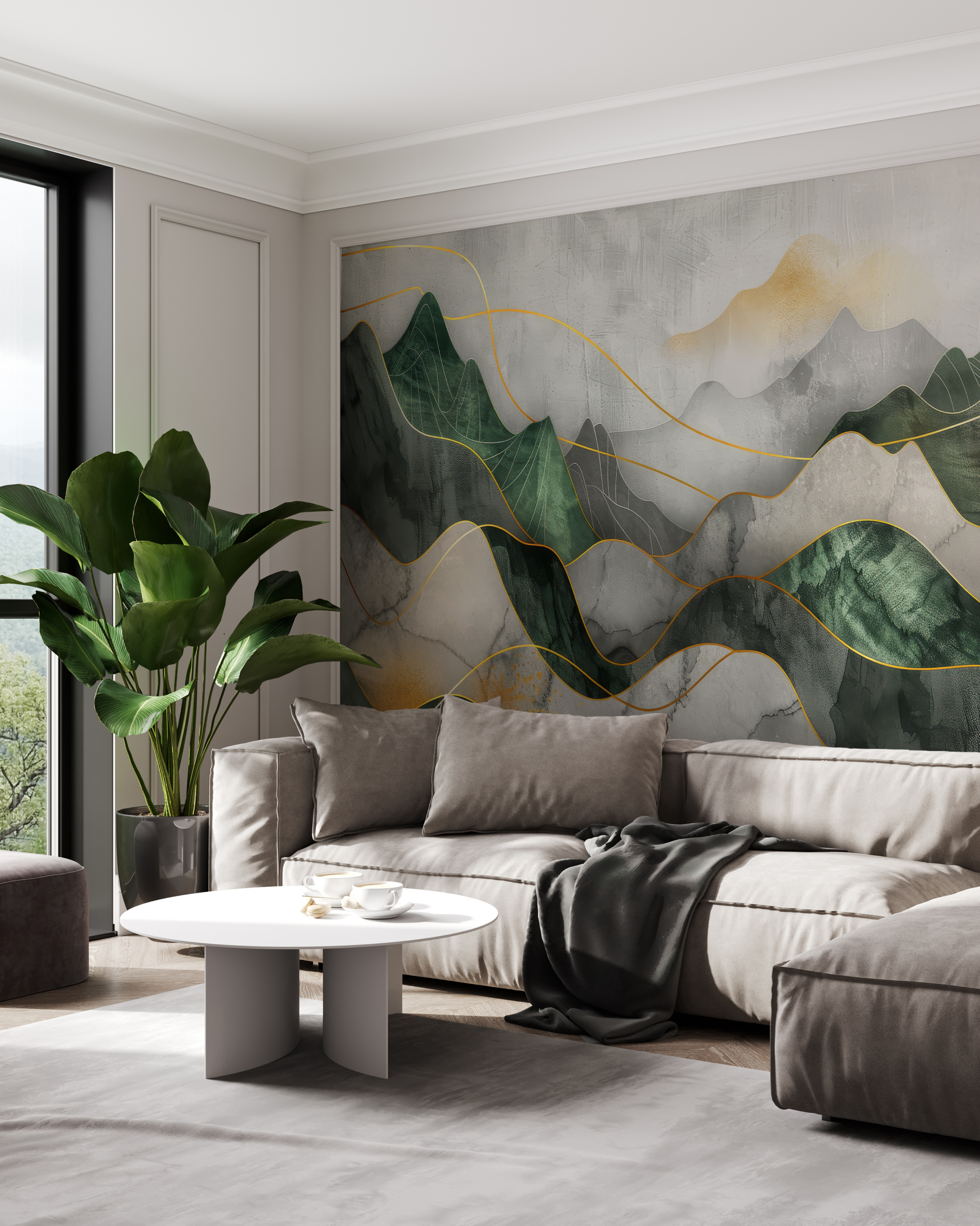 Fotobehang Bergen en Goud