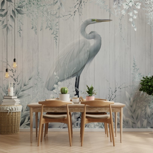 Fotobehang Kraanvogel in de Tuin van de Stilte