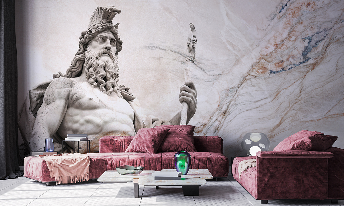 Fotobehang Poseidon in marmer