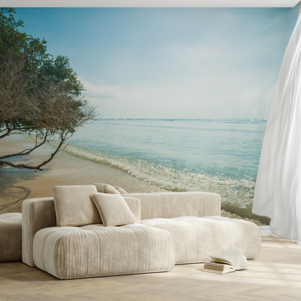 Fotobehang Strand onder de bomen