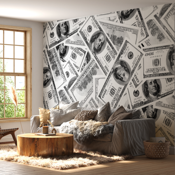 Fotobehang Verspreide dollars