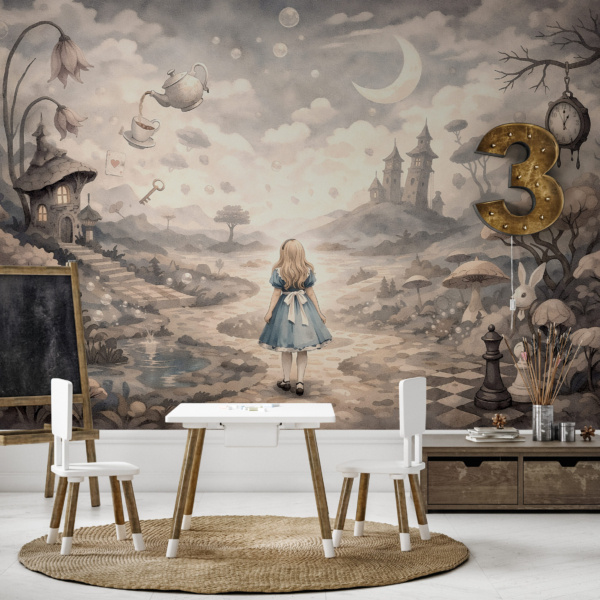 Fotobehang Meisje in Sprookjesachtig Wonderland