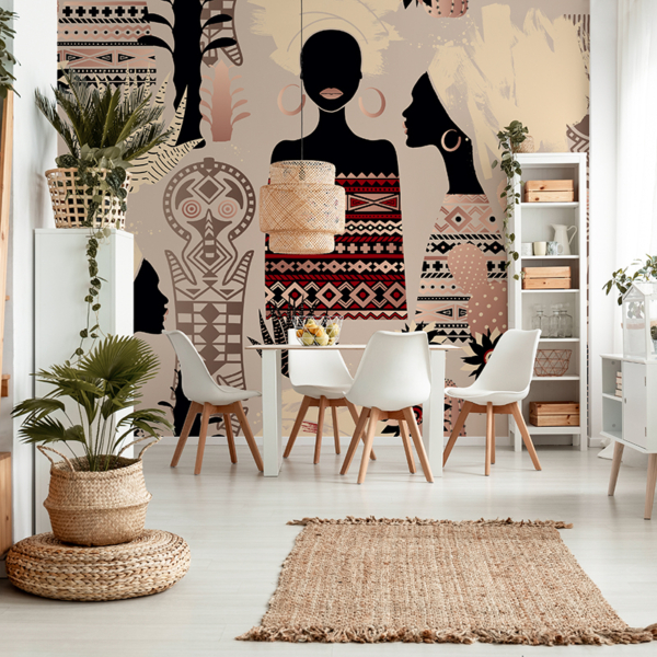 Fotobehang Afrikaanse vrouwen en etnische patronen