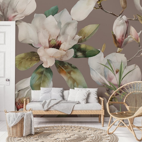 Fotobehang Witte magnolia’s