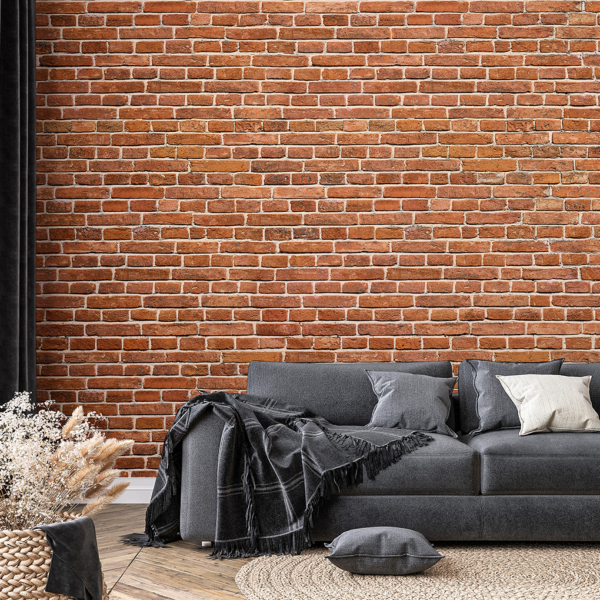 Fotobehang Rode bakstenen loft