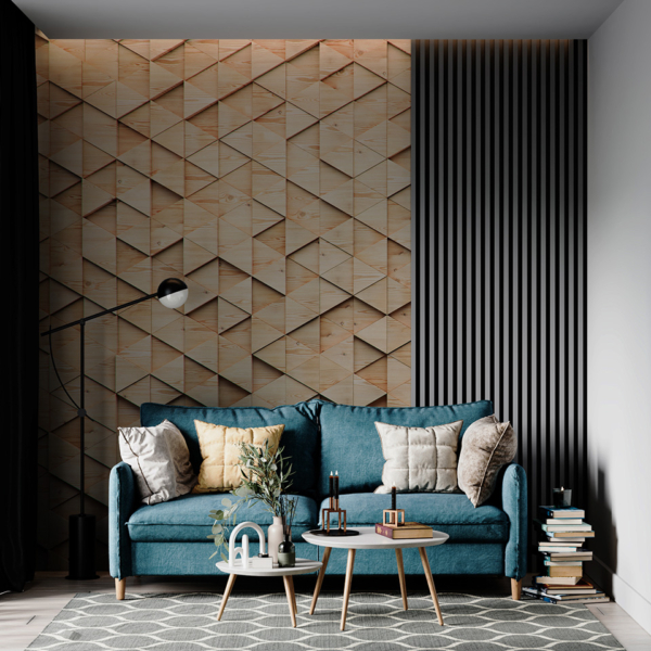 Fotobehang Houten geometrie 3D